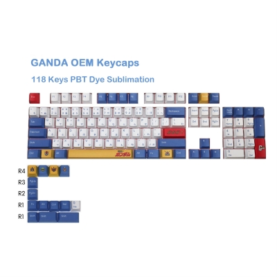 Ganda 104+14 PBT Dye-subbed Keycaps Set OEM Profile for MX Switches Mechanical Gaming Keyboard